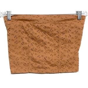 Aeropostale Brown Eyelet Tube Top Crop S Strapless Festival Feminine Boho Fairy